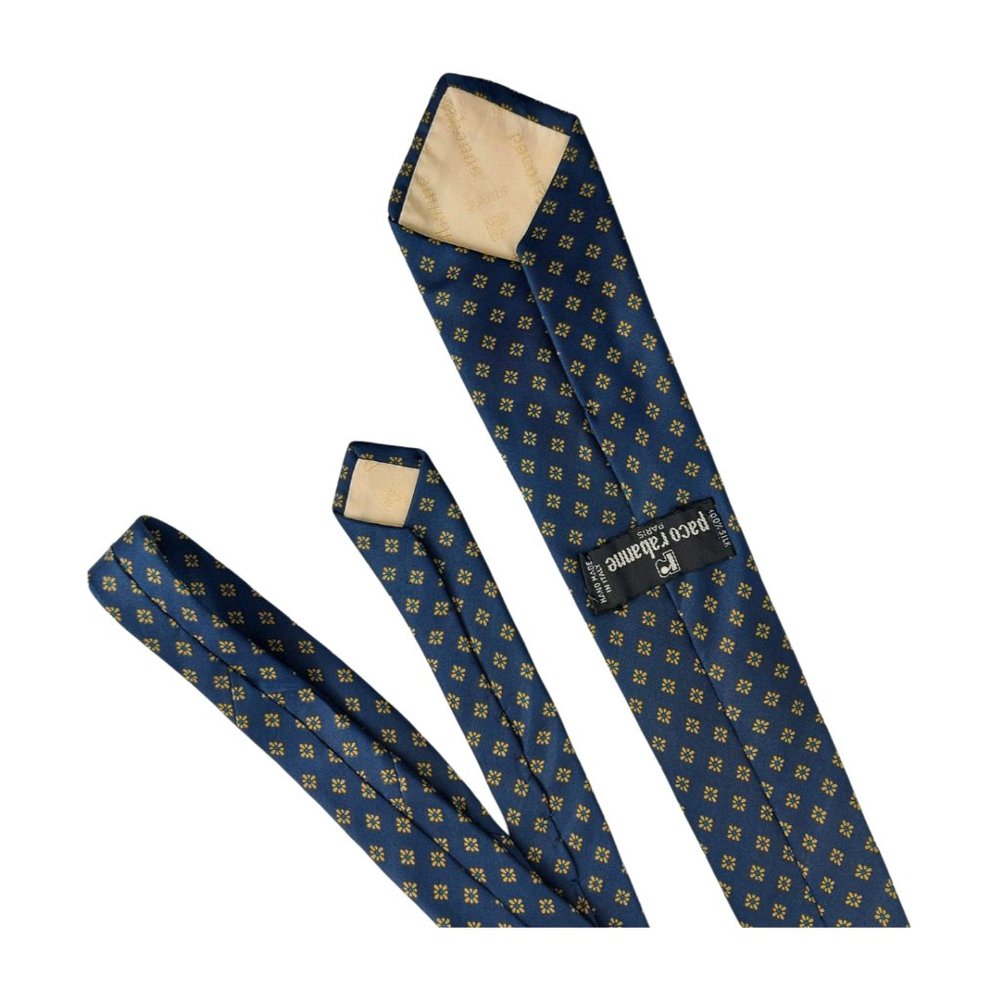 Paco Rabanne Navy Geometric Diamond Design 100% Silk Neck Tie